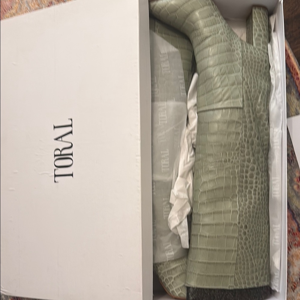 Toral Green Croc-Embossed Boots Never Worn